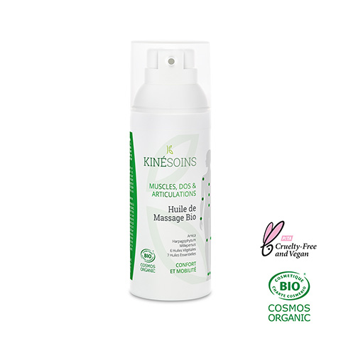 Huile Bio Dos, Muscles & Articulations 50ml COSMOS ORGANIC certifié par Cosmécert selon Cosmos